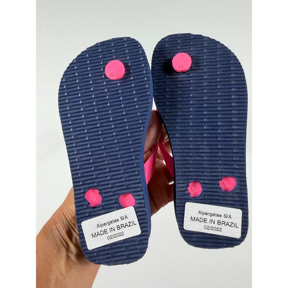 NEW Havaianas Kids Unicorn Rainbow Navy Blue Pink Flip Flops Size 10 toddler - Picture 7 of 8